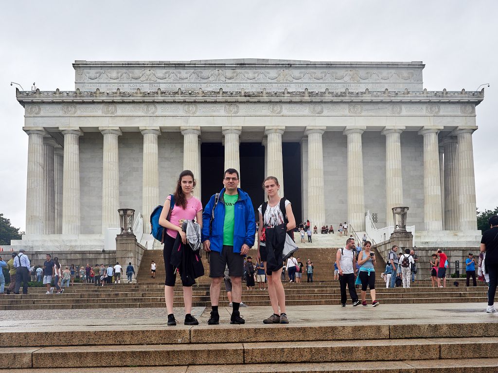 In front of the Lincoln Memorial